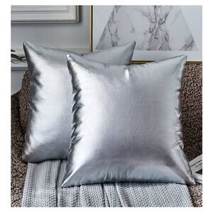 4 Silver Throw Pillow Covers (16”)